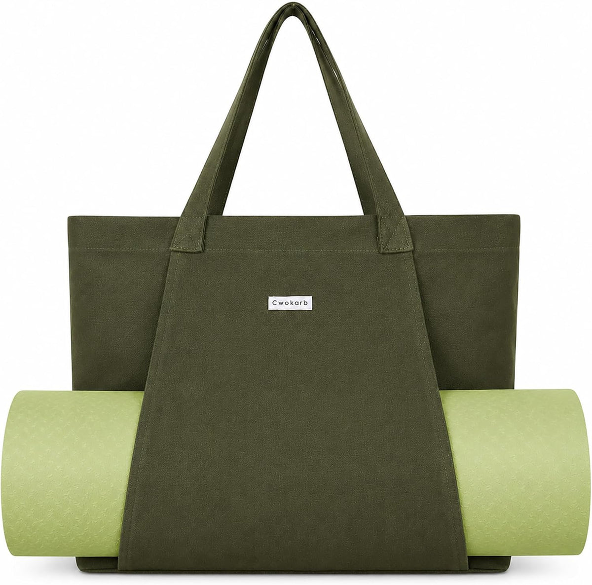 Yoga Mat Bag for Women, Pure Cotton Canvas Yoga Tote with Wet/Dry Pocket, Bottle Holder & Inner Zipper Pocket, Yoga Mat Carrier Bag for Pilates, Gym, Travel, Beach