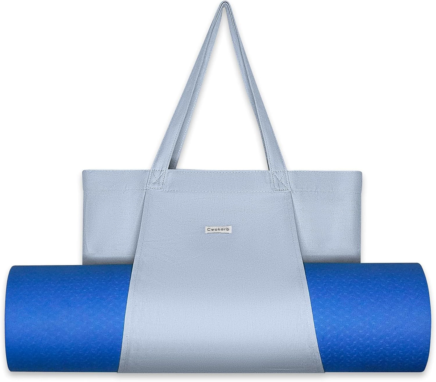 Yoga Mat Bag for Women, Pure Cotton Canvas Yoga Tote with Wet/Dry Pocket, Bottle Holder & Inner Zipper Pocket, Yoga Mat Carrier Bag for Pilates, Gym, Travel, Beach