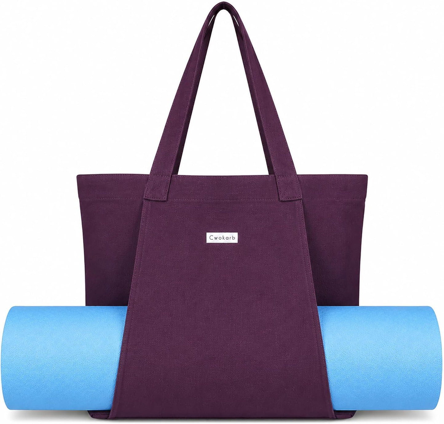 Yoga Mat Bag for Women, Pure Cotton Canvas Yoga Tote with Wet/Dry Pocket, Bottle Holder & Inner Zipper Pocket, Yoga Mat Carrier Bag for Pilates, Gym, Travel, Beach
