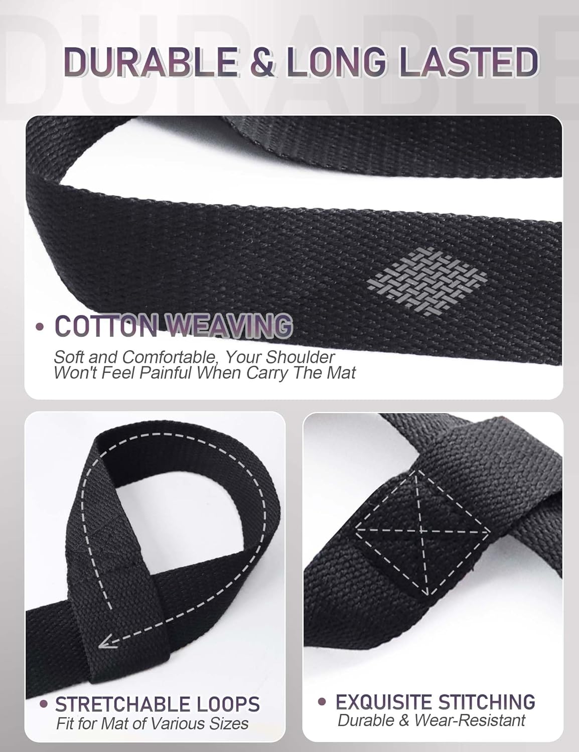 Yoga Mat Carrier Strap - Adjustable Thick and Wide Strap for Carrying Mat or Stretching
