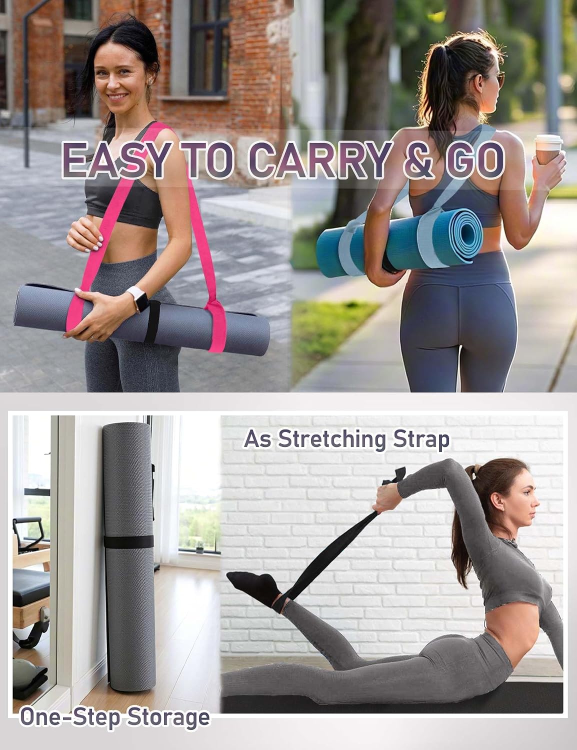 Yoga Mat Carrier Strap - Adjustable Thick and Wide Strap for Carrying Mat or Stretching