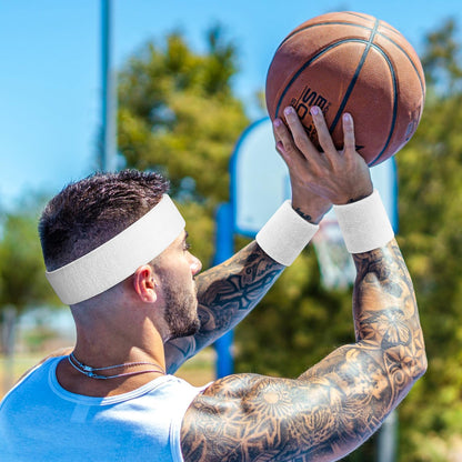 Sweatbands Sports Headband for Men & Women - Moisture Wicking Athletic Cotton Terry Cloth Sweatband for Tennis, Basketball, Running, Gym, Working Out