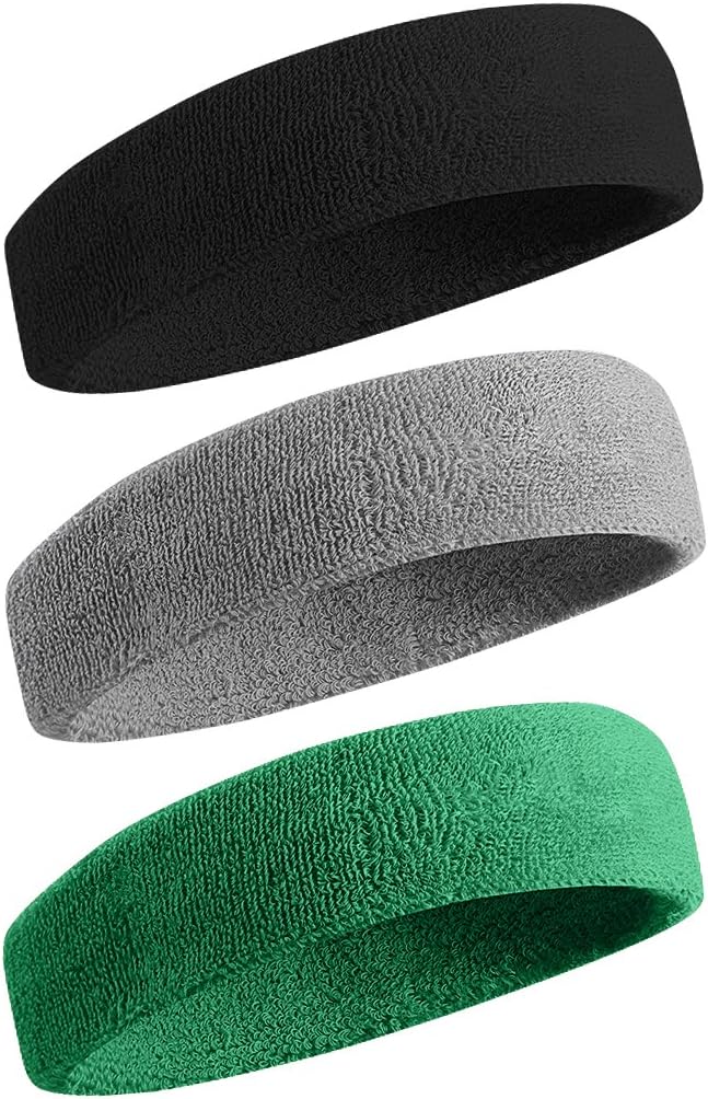 Sweatbands Sports Headband for Men & Women - Moisture Wicking Athletic Cotton Terry Cloth Sweatband for Tennis, Basketball, Running, Gym, Working Out