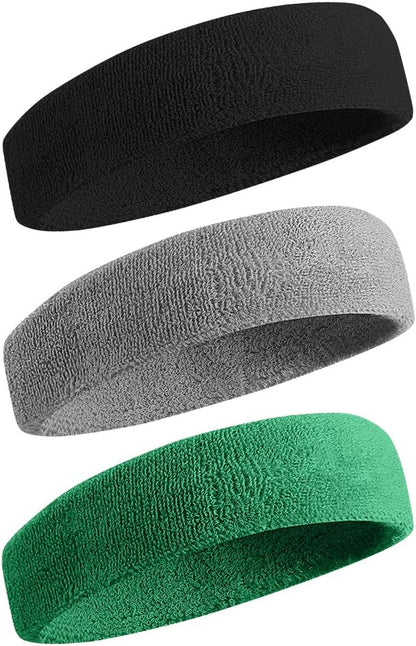 Sweatbands Sports Headband for Men & Women - Moisture Wicking Athletic Cotton Terry Cloth Sweatband for Tennis, Basketball, Running, Gym, Working Out