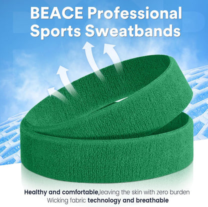 Sweatbands Sports Headband for Men & Women - Moisture Wicking Athletic Cotton Terry Cloth Sweatband for Tennis, Basketball, Running, Gym, Working Out