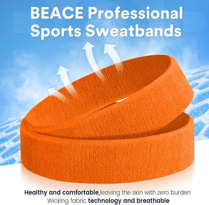 Sweatbands Sports Headband for Men & Women - Moisture Wicking Athletic Cotton Terry Cloth Sweatband for Tennis, Basketball, Running, Gym, Working Out