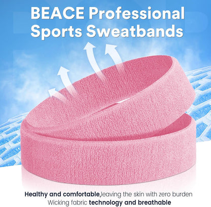Sweatbands Sports Headband for Men & Women - Moisture Wicking Athletic Cotton Terry Cloth Sweatband for Tennis, Basketball, Running, Gym, Working Out