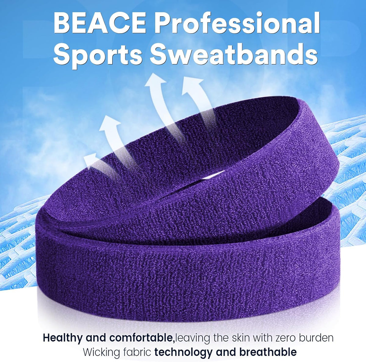 Sweatbands Sports Headband for Men & Women - Moisture Wicking Athletic Cotton Terry Cloth Sweatband for Tennis, Basketball, Running, Gym, Working Out