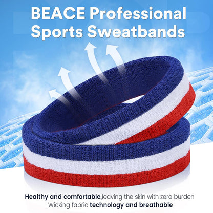 Sweatbands Sports Headband for Men & Women - Moisture Wicking Athletic Cotton Terry Cloth Sweatband for Tennis, Basketball, Running, Gym, Working Out