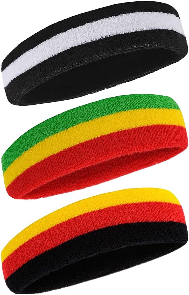 Sweatbands Sports Headband for Men & Women - Moisture Wicking Athletic Cotton Terry Cloth Sweatband for Tennis, Basketball, Running, Gym, Working Out