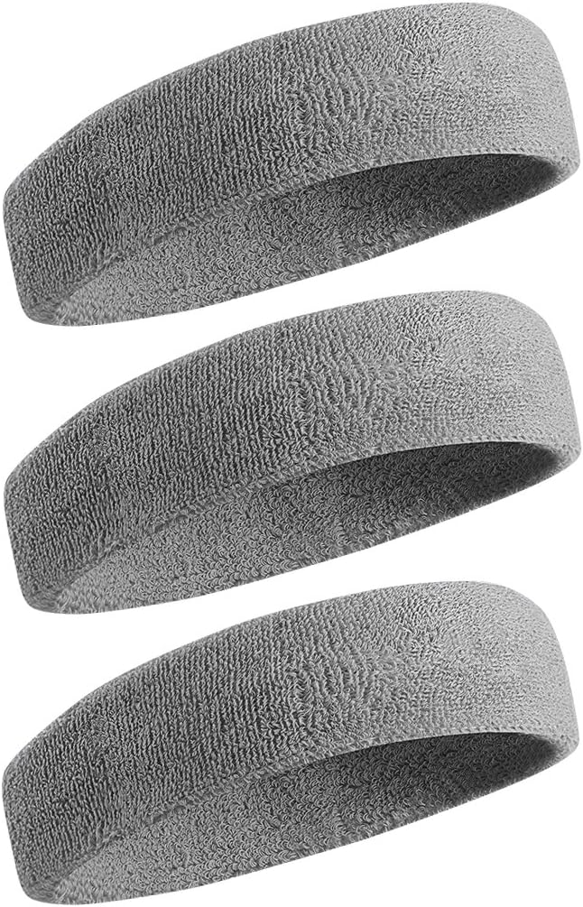 Sweatbands Sports Headband for Men & Women - Moisture Wicking Athletic Cotton Terry Cloth Sweatband for Tennis, Basketball, Running, Gym, Working Out