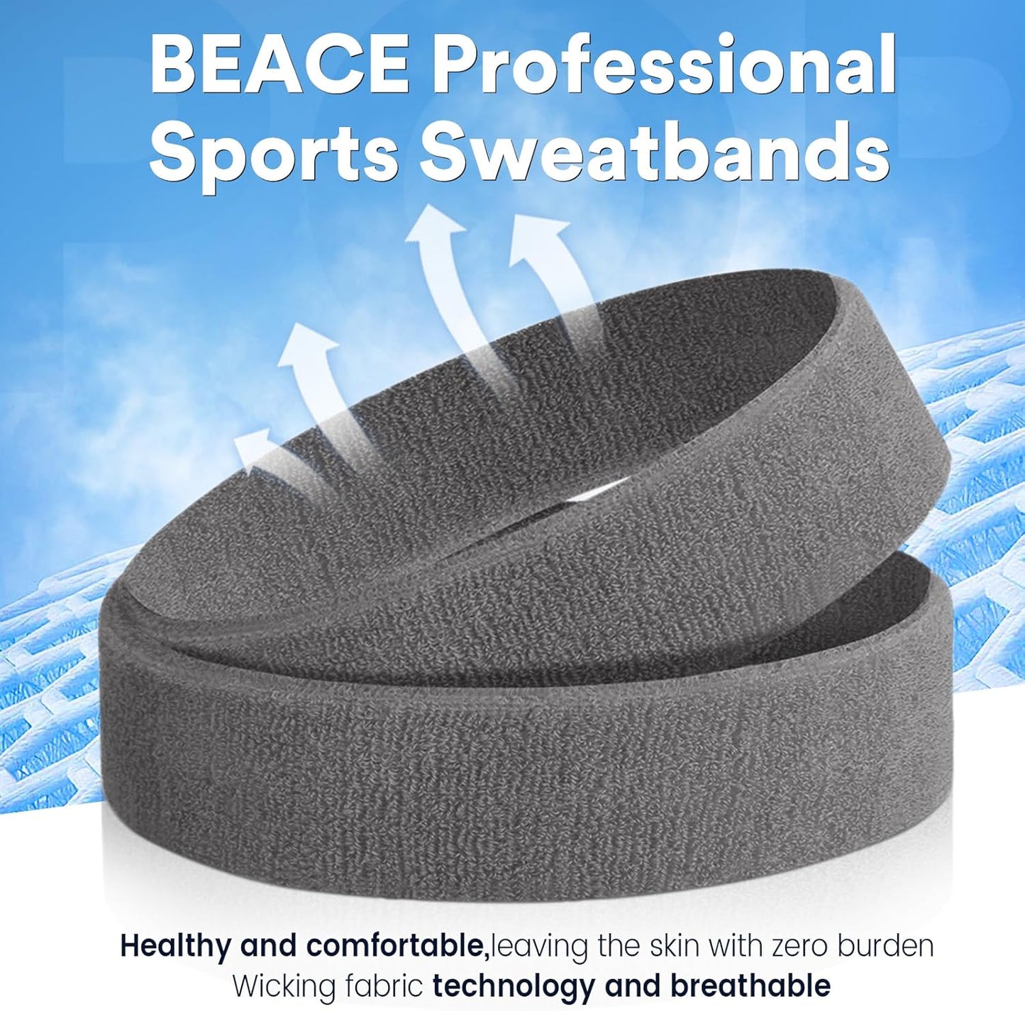 Sweatbands Sports Headband for Men & Women - Moisture Wicking Athletic Cotton Terry Cloth Sweatband for Tennis, Basketball, Running, Gym, Working Out