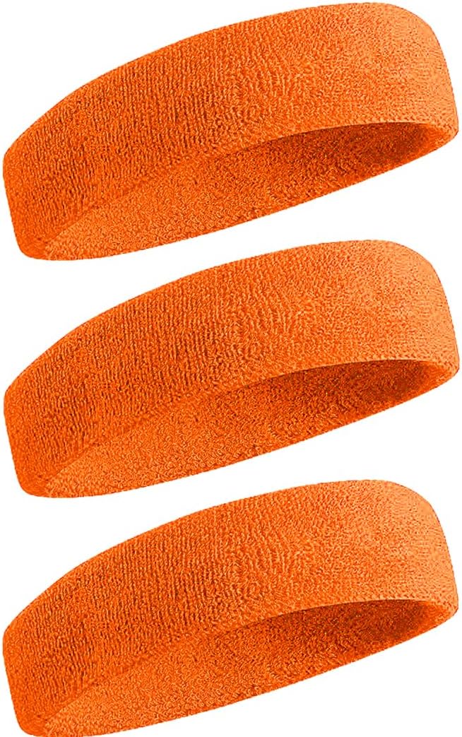 Sweatbands Sports Headband for Men & Women - Moisture Wicking Athletic Cotton Terry Cloth Sweatband for Tennis, Basketball, Running, Gym, Working Out