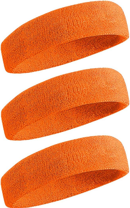Sweatbands Sports Headband for Men & Women - Moisture Wicking Athletic Cotton Terry Cloth Sweatband for Tennis, Basketball, Running, Gym, Working Out