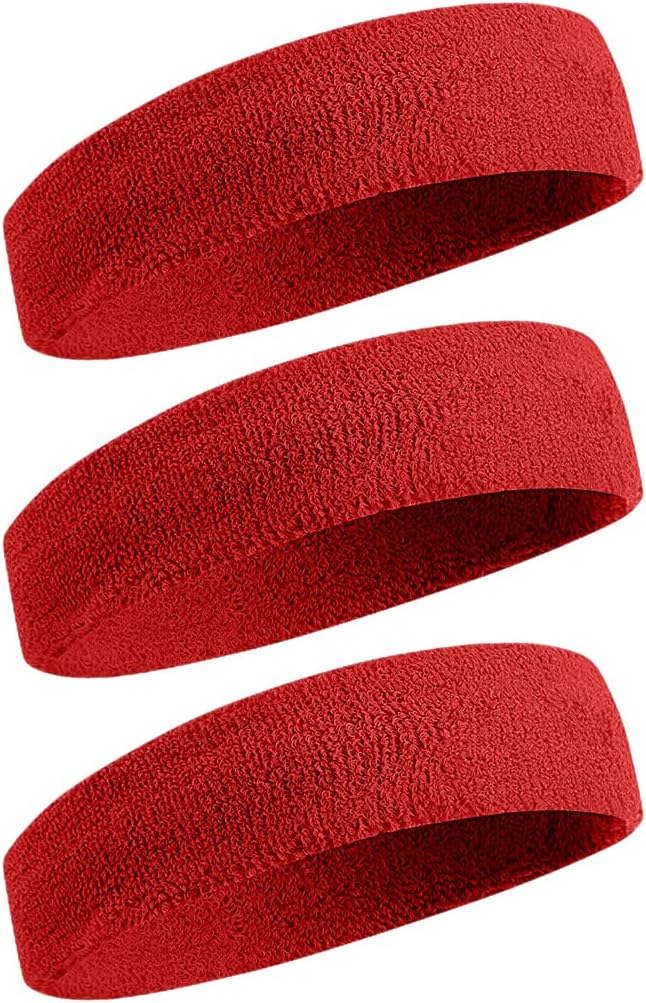 Sweatbands Sports Headband for Men & Women - Moisture Wicking Athletic Cotton Terry Cloth Sweatband for Tennis, Basketball, Running, Gym, Working Out