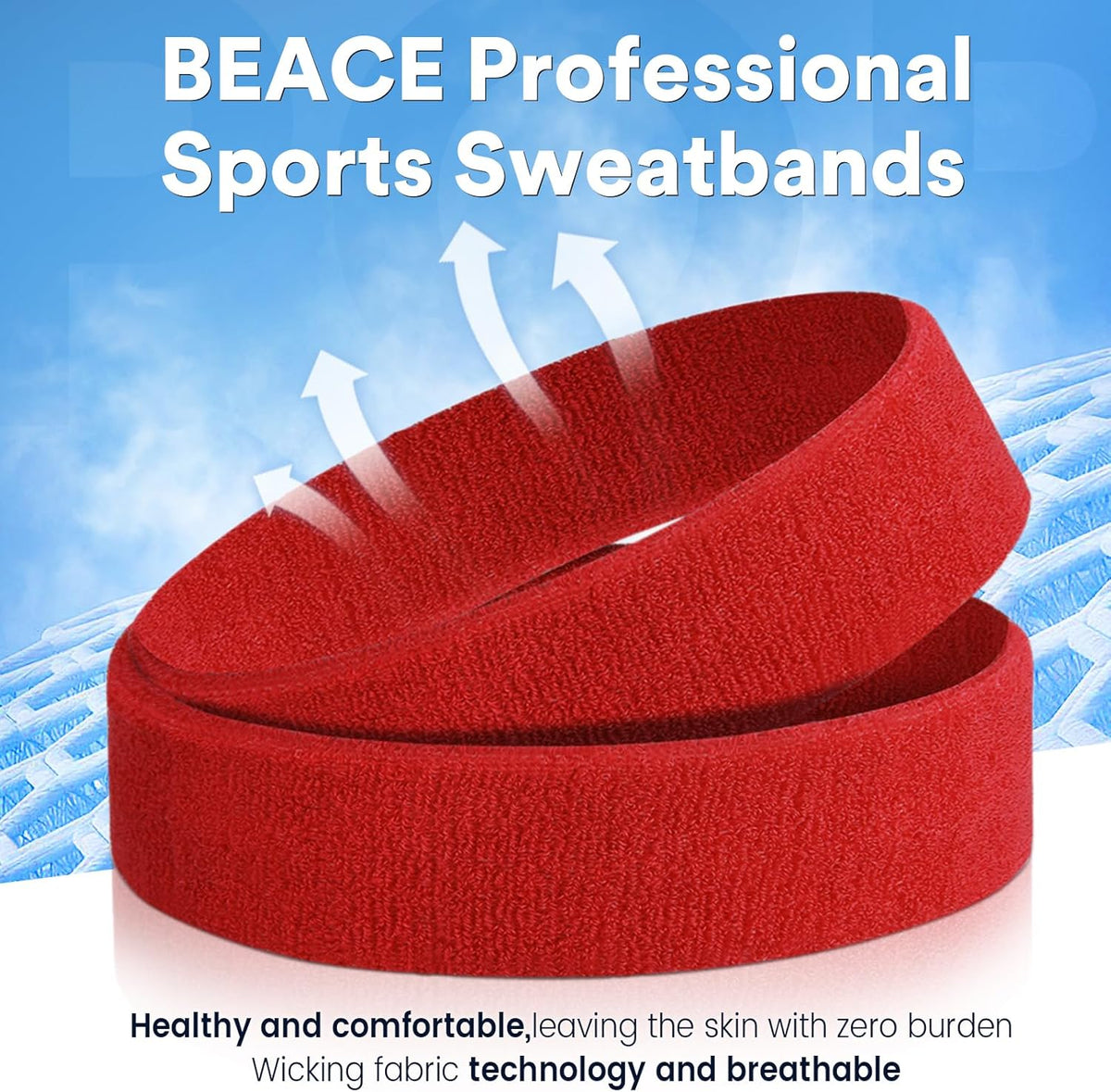 Sweatbands Sports Headband for Men & Women - Moisture Wicking Athletic Cotton Terry Cloth Sweatband for Tennis, Basketball, Running, Gym, Working Out