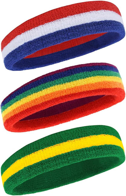 Sweatbands Sports Headband for Men & Women - Moisture Wicking Athletic Cotton Terry Cloth Sweatband for Tennis, Basketball, Running, Gym, Working Out