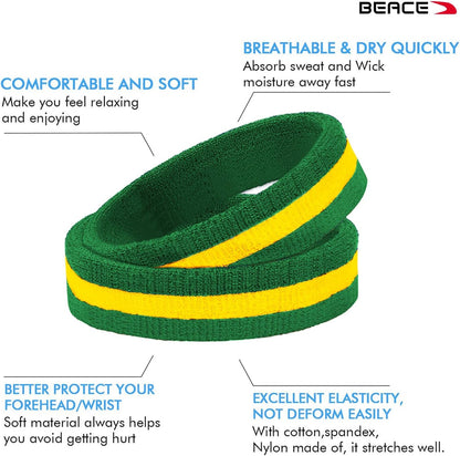Sweatbands Sports Headband for Men & Women - Moisture Wicking Athletic Cotton Terry Cloth Sweatband for Tennis, Basketball, Running, Gym, Working Out
