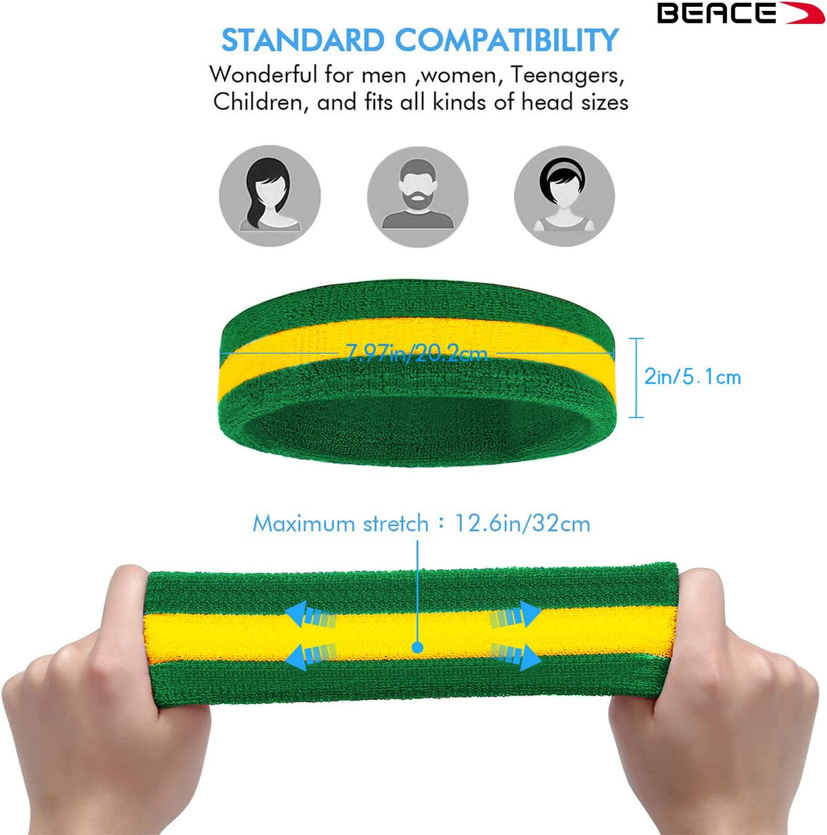 Sweatbands Sports Headband for Men & Women - Moisture Wicking Athletic Cotton Terry Cloth Sweatband for Tennis, Basketball, Running, Gym, Working Out