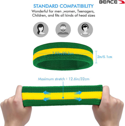 Sweatbands Sports Headband for Men & Women - Moisture Wicking Athletic Cotton Terry Cloth Sweatband for Tennis, Basketball, Running, Gym, Working Out