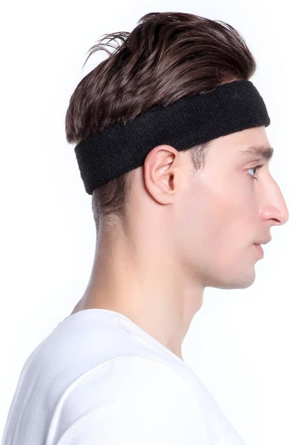 Sweatbands Sports Headband for Men & Women - Moisture Wicking Athletic Cotton Terry Cloth Sweatband for Tennis, Basketball, Running, Gym, Working Out