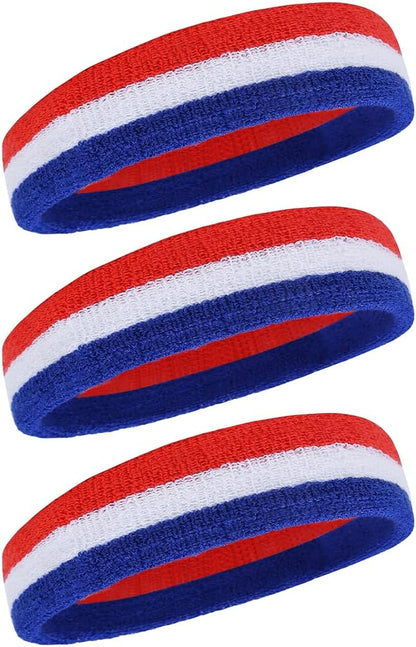 Sweatbands Sports Headband for Men & Women - Moisture Wicking Athletic Cotton Terry Cloth Sweatband for Tennis, Basketball, Running, Gym, Working Out