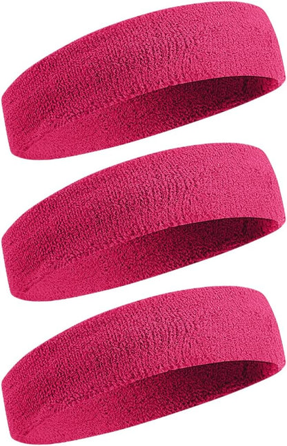Sweatbands Sports Headband for Men & Women - Moisture Wicking Athletic Cotton Terry Cloth Sweatband for Tennis, Basketball, Running, Gym, Working Out