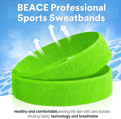 Sweatbands Sports Headband for Men & Women - Moisture Wicking Athletic Cotton Terry Cloth Sweatband for Tennis, Basketball, Running, Gym, Working Out