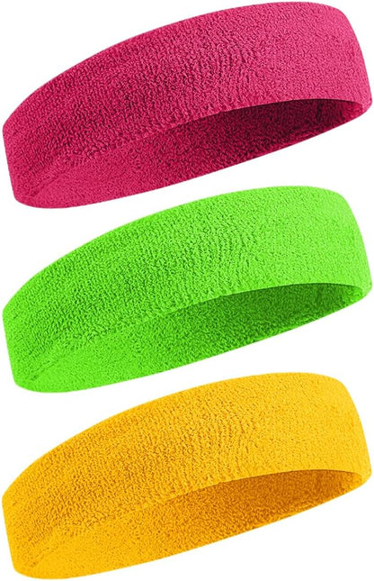 Sweatbands Sports Headband for Men & Women - Moisture Wicking Athletic Cotton Terry Cloth Sweatband for Tennis, Basketball, Running, Gym, Working Out