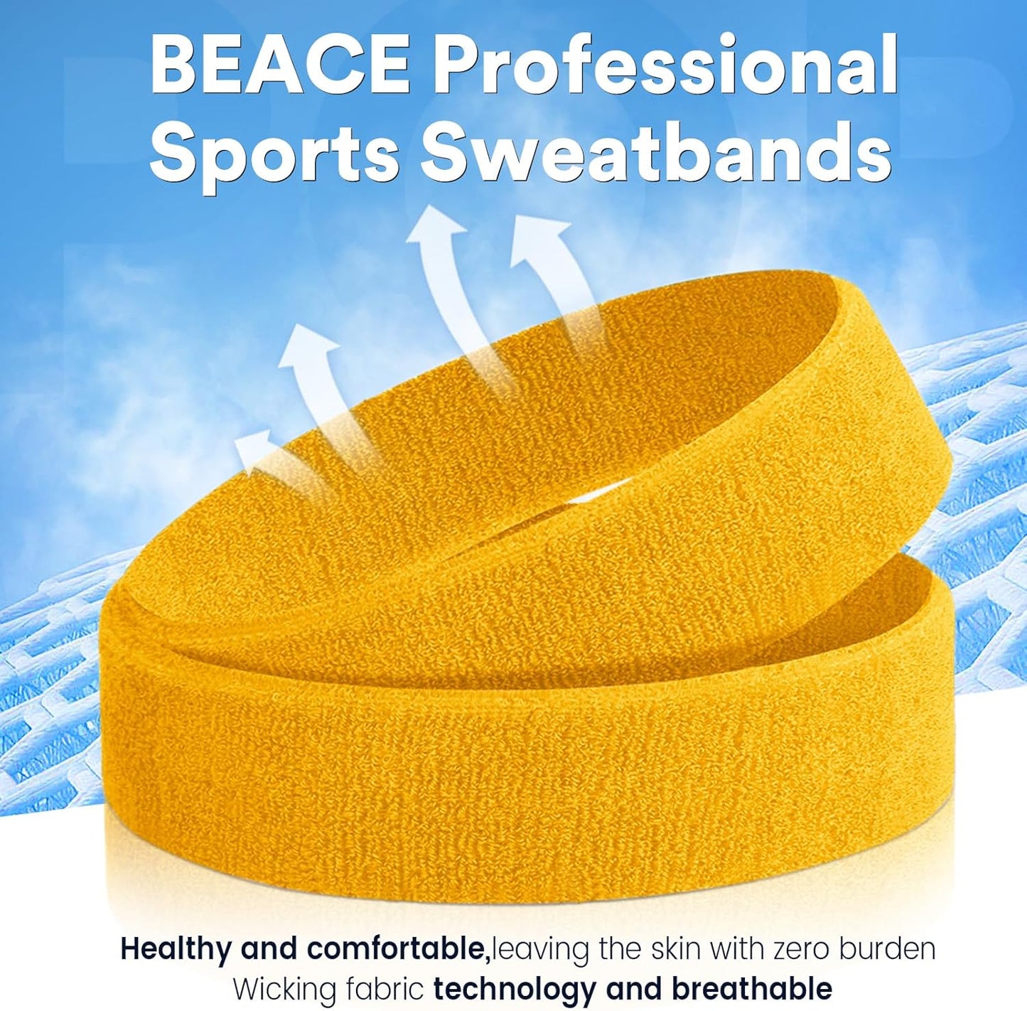 Sweatbands Sports Headband for Men & Women - Moisture Wicking Athletic Cotton Terry Cloth Sweatband for Tennis, Basketball, Running, Gym, Working Out