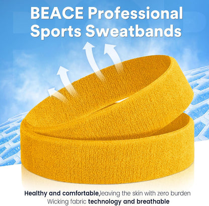 Sweatbands Sports Headband for Men & Women - Moisture Wicking Athletic Cotton Terry Cloth Sweatband for Tennis, Basketball, Running, Gym, Working Out
