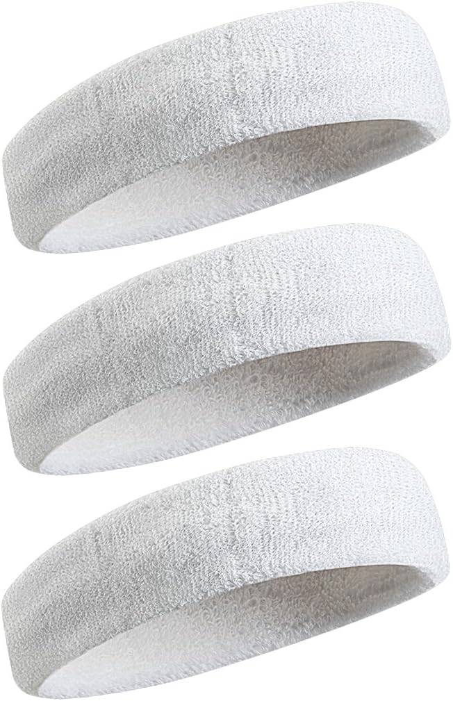 Sweatbands Sports Headband for Men & Women - Moisture Wicking Athletic Cotton Terry Cloth Sweatband for Tennis, Basketball, Running, Gym, Working Out
