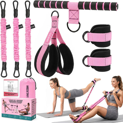 Pedal Resistance Band, 40/50/60 lbs with Handles & Ankle Straps