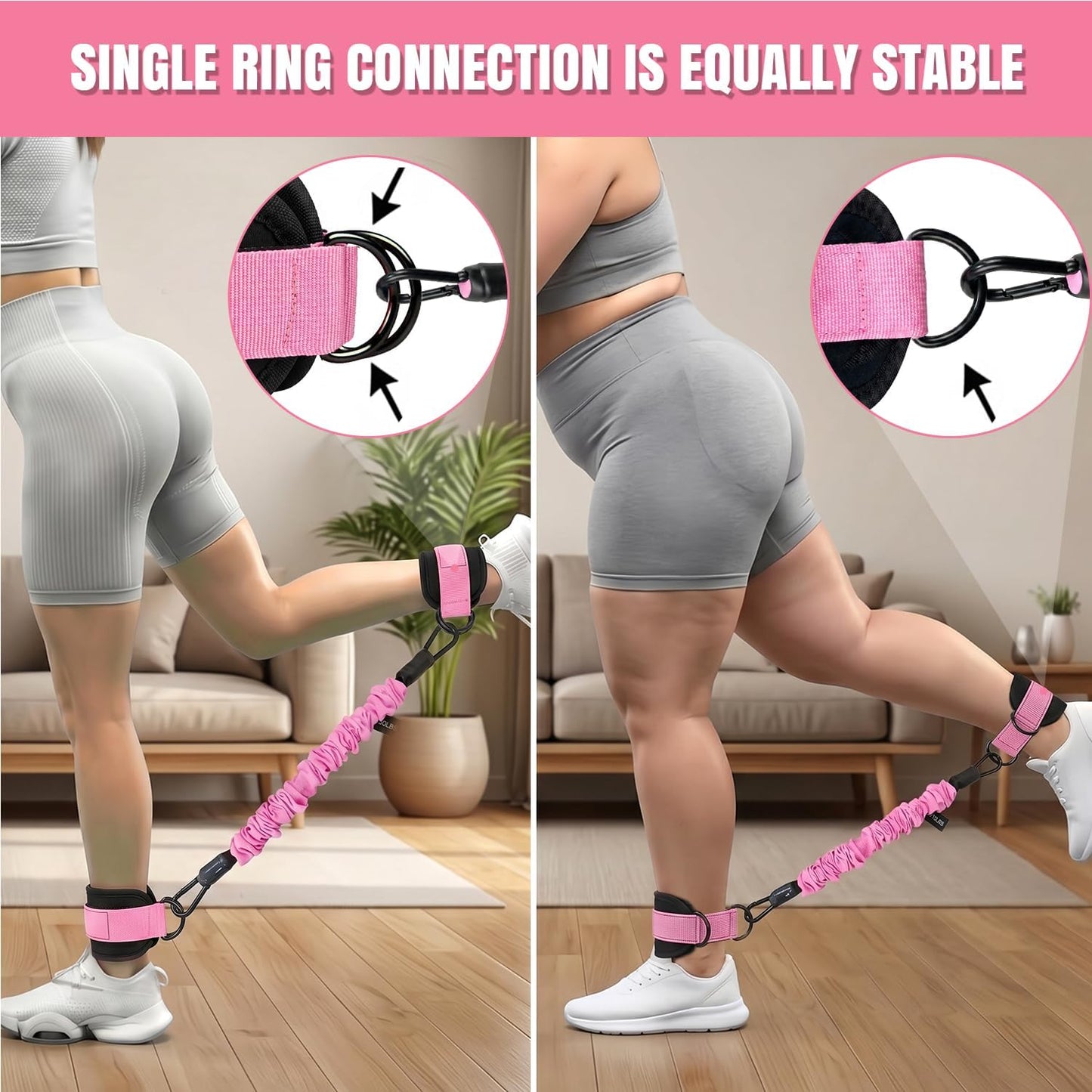 Pedal Resistance Band, 40/50/60 lbs with Handles & Ankle Straps