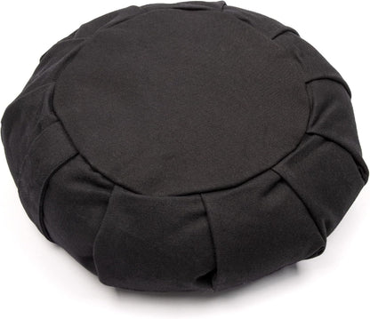 Zafu Yoga Meditation Cushion with Washable Cover - Floor Cushion Pillow with Natural Buckwheat Filling - Soft Round Cotton Design for Meditating or Pranayama Exercises