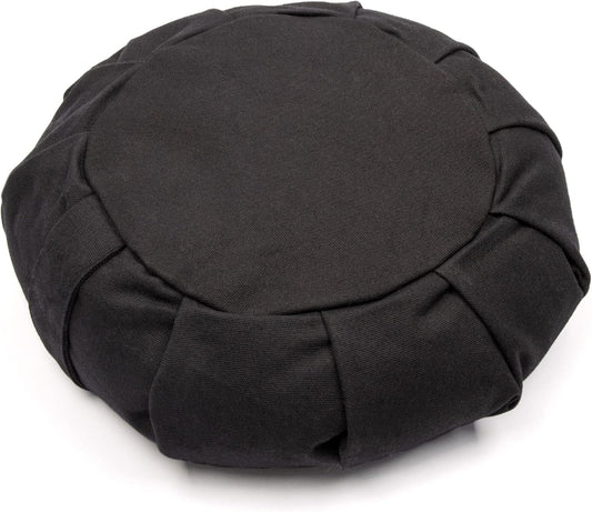 Zafu Yoga Meditation Cushion with Washable Cover - Floor Cushion Pillow with Natural Buckwheat Filling - Soft Round Cotton Design for Meditating or Pranayama Exercises