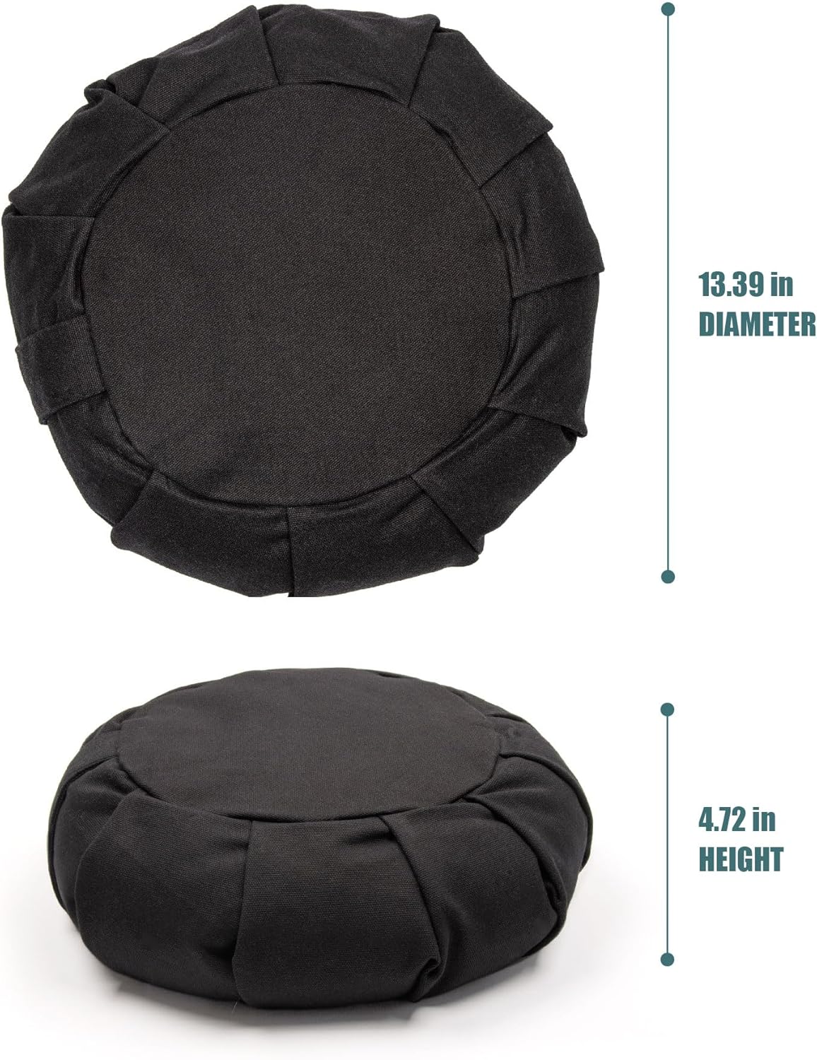 Zafu Yoga Meditation Cushion with Washable Cover - Floor Cushion Pillow with Natural Buckwheat Filling - Soft Round Cotton Design for Meditating or Pranayama Exercises
