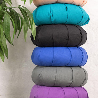 Zafu Yoga Meditation Cushion with Washable Cover - Floor Cushion Pillow with Natural Buckwheat Filling - Soft Round Cotton Design for Meditating or Pranayama Exercises