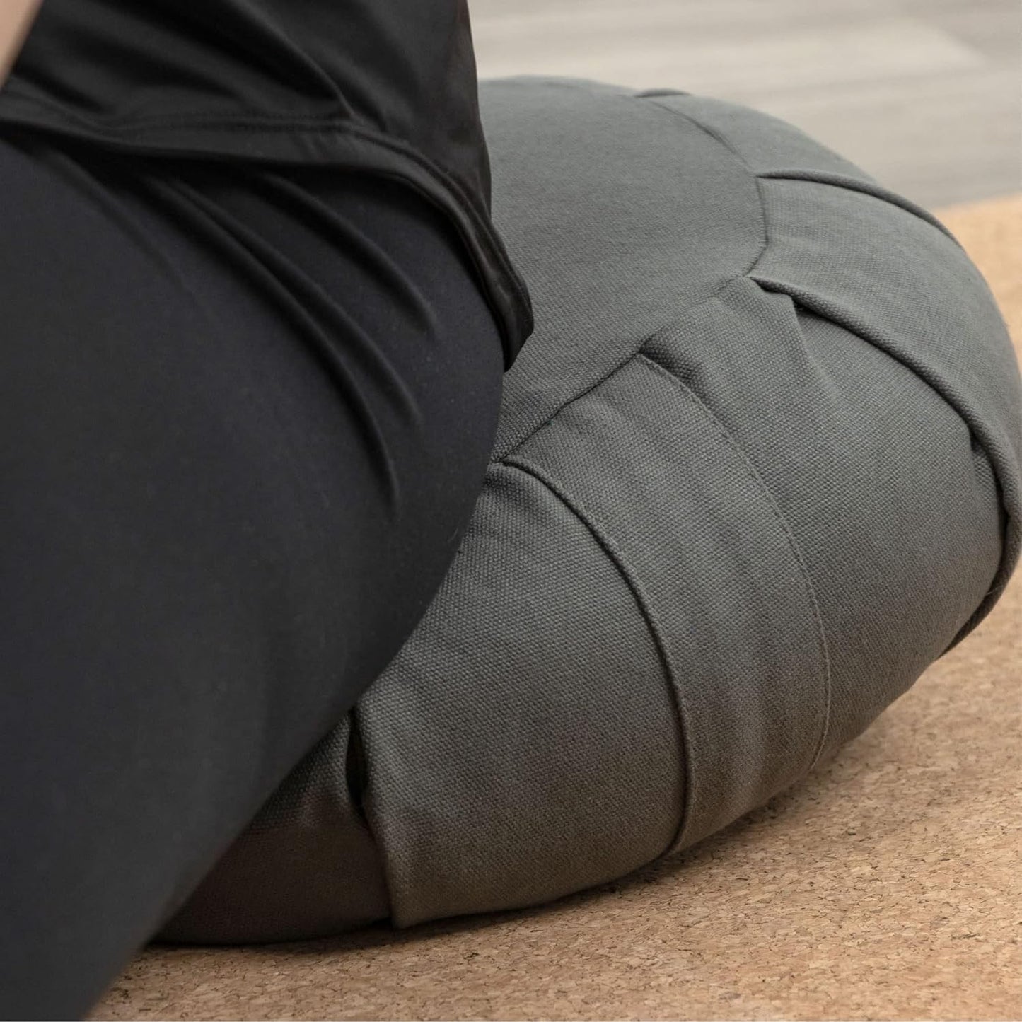 Zafu Yoga Meditation Cushion with Washable Cover - Floor Cushion Pillow with Natural Buckwheat Filling - Soft Round Cotton Design for Meditating or Pranayama Exercises
