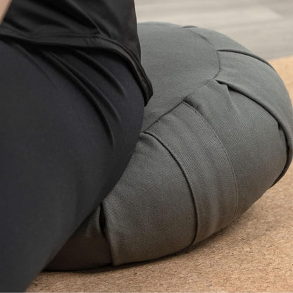 Zafu Yoga Meditation Cushion with Washable Cover - Floor Cushion Pillow with Natural Buckwheat Filling - Soft Round Cotton Design for Meditating or Pranayama Exercises