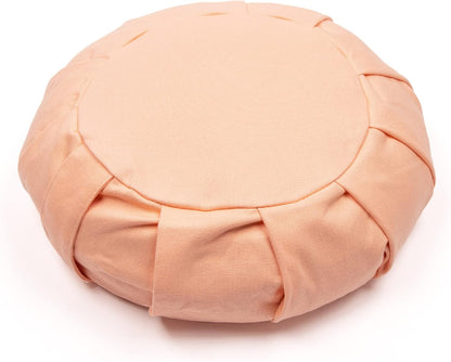 Zafu Yoga Meditation Cushion with Washable Cover - Floor Cushion Pillow with Natural Buckwheat Filling - Soft Round Cotton Design for Meditating or Pranayama Exercises