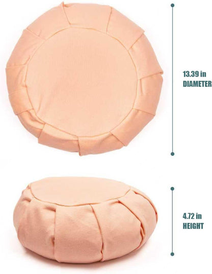 Zafu Yoga Meditation Cushion with Washable Cover - Floor Cushion Pillow with Natural Buckwheat Filling - Soft Round Cotton Design for Meditating or Pranayama Exercises