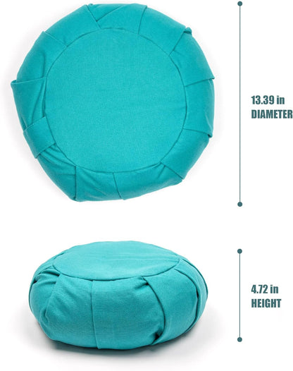 Zafu Yoga Meditation Cushion with Washable Cover - Floor Cushion Pillow with Natural Buckwheat Filling - Soft Round Cotton Design for Meditating or Pranayama Exercises