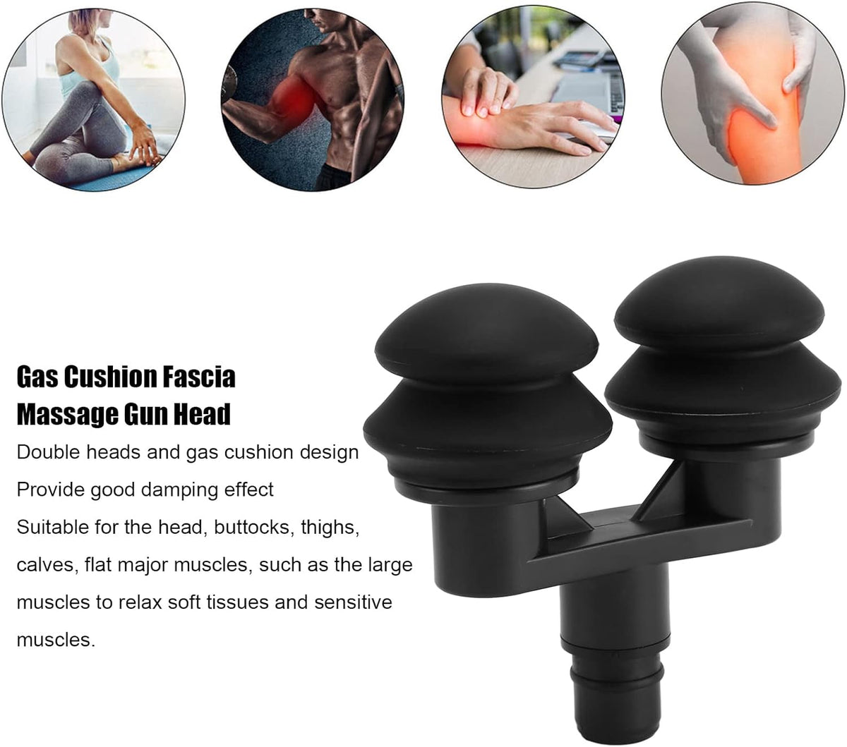 Muscle Massage Gun Head, 18mm Double Gas Cushion Fascia Massager Head with Soft Silicone Muscle Relaxant Accessories Gas Cushion Replacement Head