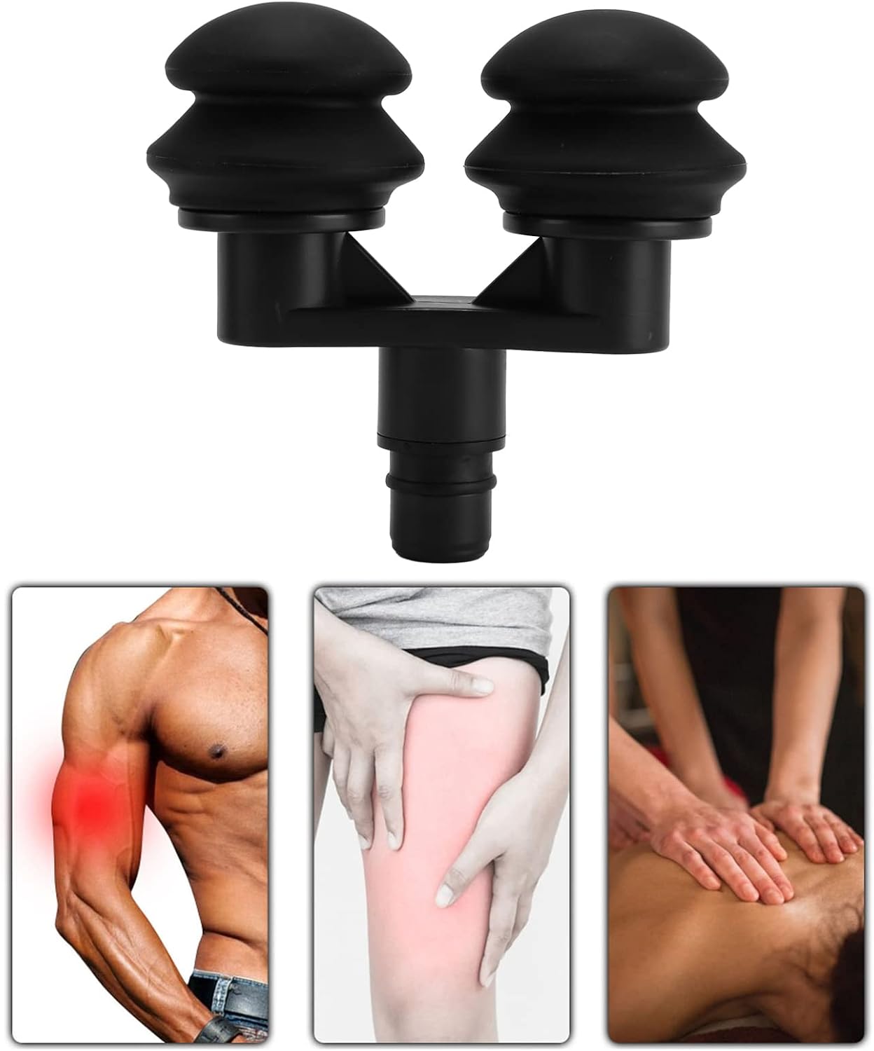 Muscle Massage Gun Head, 18mm Double Gas Cushion Fascia Massager Head with Soft Silicone Muscle Relaxant Accessories Gas Cushion Replacement Head