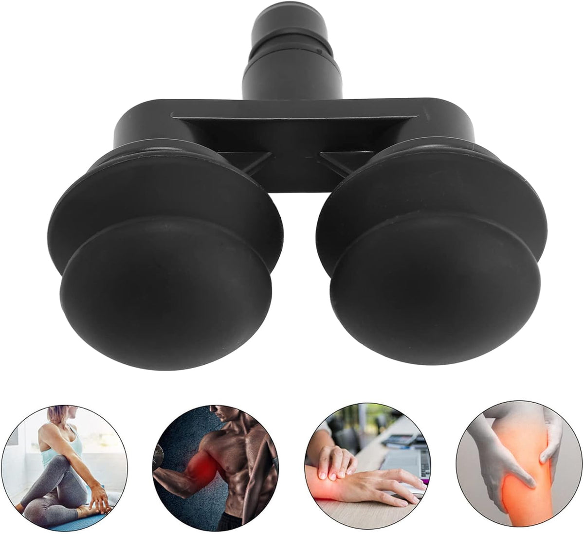 Muscle Massage Gun Head, 18mm Double Gas Cushion Fascia Massager Head with Soft Silicone Muscle Relaxant Accessories Gas Cushion Replacement Head