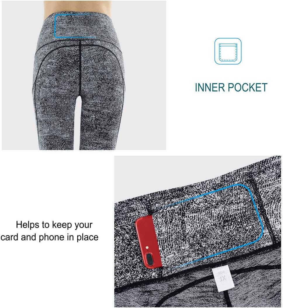 Thick High Waist Capris Yoga Pants with Pockets, Tummy Control Workout Running Yoga Leggings for Women