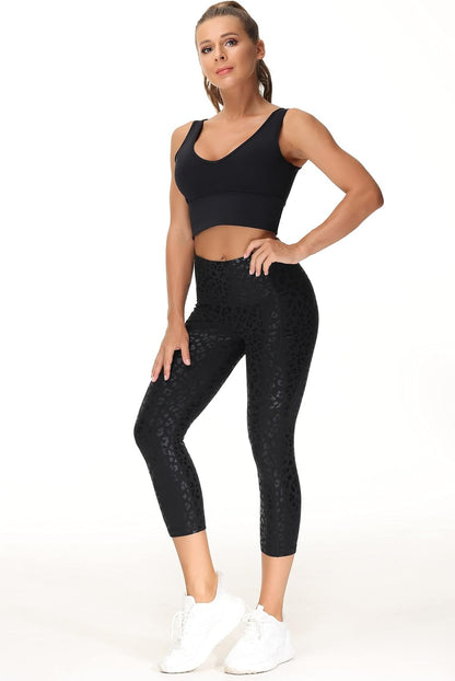Thick High Waist Capris Yoga Pants with Pockets, Tummy Control Workout Running Yoga Leggings for Women