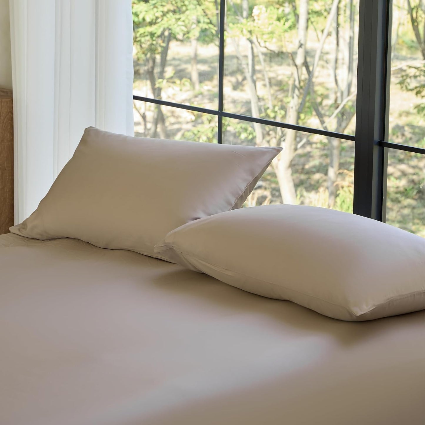 by SIJO Pillowcase Set, 100% Viscose derived from Organically Grown Bamboo, Buttery Soft, Silky, Breathable, Cooling, Oeko-TEX, High GSM, 2-Pack, Envelope Closure (Queen, Forest)