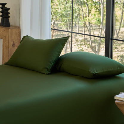 by SIJO Pillowcase Set, 100% Viscose derived from Organically Grown Bamboo, Buttery Soft, Silky, Breathable, Cooling, Oeko-TEX, High GSM, 2-Pack, Envelope Closure (Queen, Forest)
